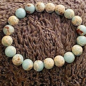 Aqua Terra Jasper Crystal Beaded Bracelet Empaths Shield